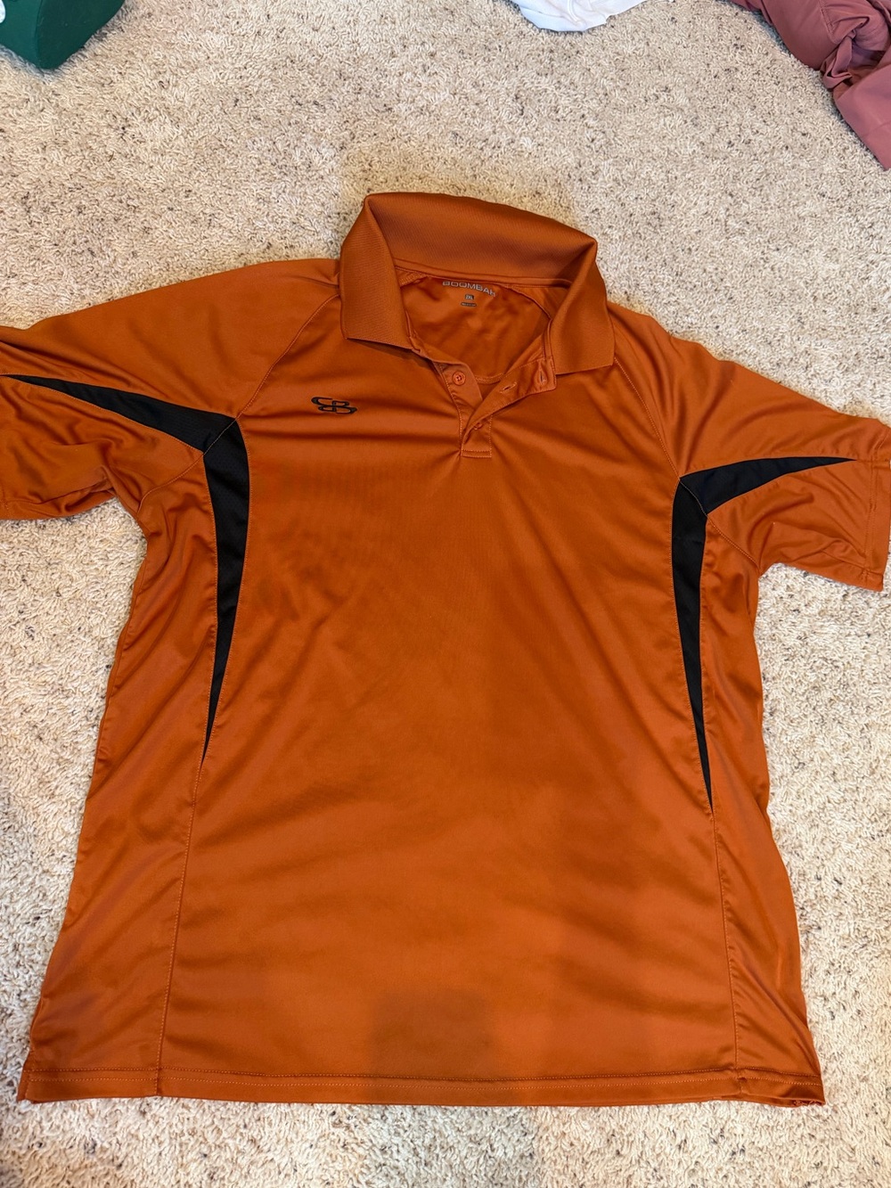 Men's Short-Sleeve Polo in Rust Orange with Black Accents